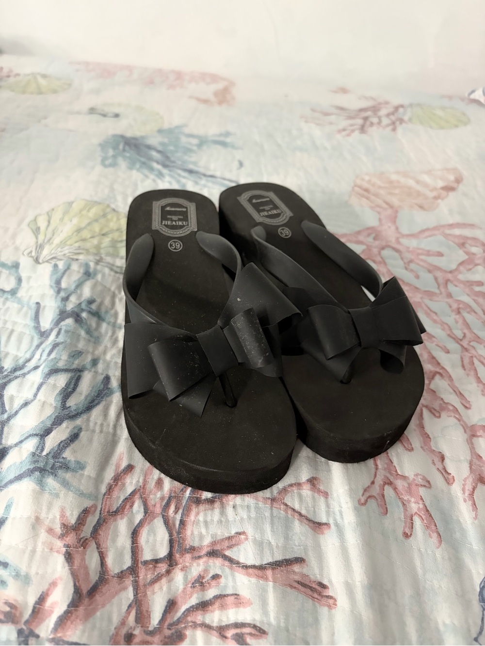 SHEIN Black Girls Bow Flip Flop Sandals